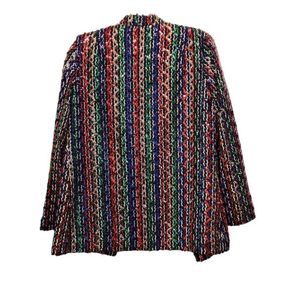 Vintage 70s Sax Fifth Avenue Rainbow Striped Sequin Evening Jacket, S/M - Picture 4 of 6